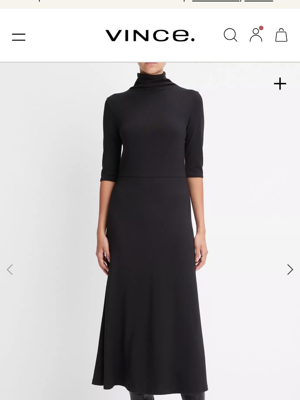 Vince Black Turtleneck Long-Sleeve Maxi Dress